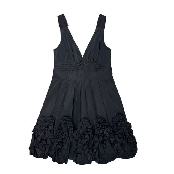 BCBGMaxAzria Little Black Dress Size 0 Pleated Ruffle Hem Sleeveless - Picture 1 of 10
